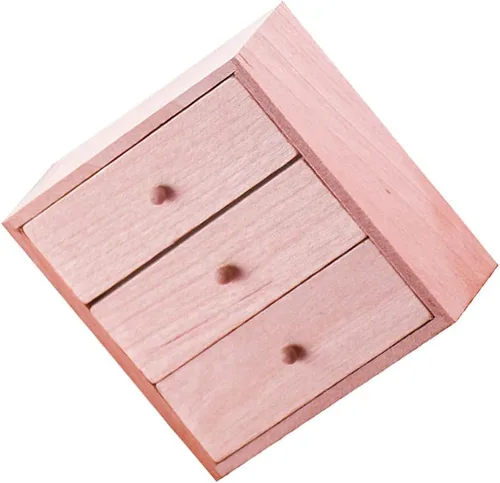 Vista 9 de Toyvian Mini gabinete de casa de muñecas, 1 12 escala, gabinete de almacenamiento en miniatura de madera con 3 cajones para casa de muñecas