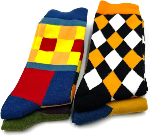 Vista 6 de Calcetines de vestir divertidos para hombre, calcetines coloridos y divertidos, calcetines con patrón novedoso loco, calcetines de cuello redondo