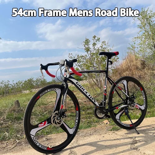 Vista 6 de Eurobike OBK XC550 - Bicicleta de carretera, ruedas 700C, 21 velocidades, frenos a disco, bicicleta para hombre o mujer.