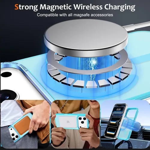 Vista 710 de Anuck - Funda magnética para iPhone 11 compatible con MagSafe, carcasa trasera mate translúcida dura, borde de TPU, delgada, resistente a impactos