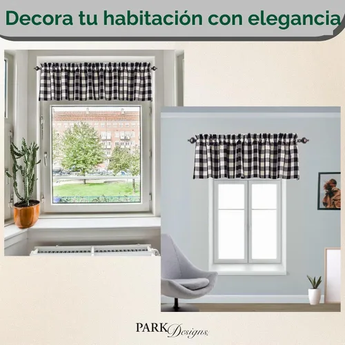 Vista 5 de Park Designs Cenefa forrada a cuadros de búfalo 72" x 14" Negro y crema