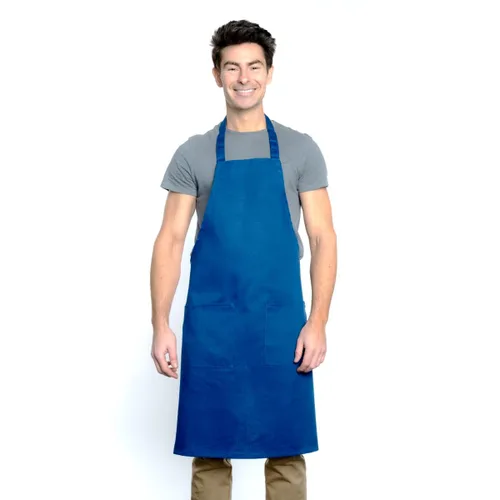 Vista 7 de Delantal profesional de longitud completa aprobado por el chef con dos bolsillos frontales, correa ajustable y resistente al agua para el personal