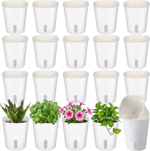 Vista 19 de Ziliny 20 piezas de 3.74 pulgadas Macetas de riego automático Macetas de riego automático para plantas de interior Macetas de plástico para jardín
