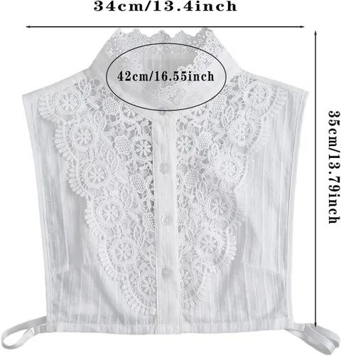 Vista 4 de Cómodo cuello falso de tela jacquard suave para mujer, desmontable, cuello alto ajustable para blusas, vestidos