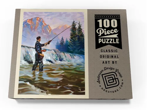 Vista 4 de MyPuzzle Classic Sportsman: Fly Fishing, Vintage Poster - Rompecabezas de 100 piezas prémium para adultos