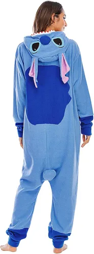 Vista 4 de Pijama de animal para adultos, con puntada, para cosplay, ropa para el hogar, color azul