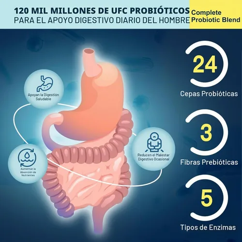 Vista 3 de DRFOSTER Probióticos para la salud digestiva de hombres, 120 mil millones de UFC, 180 cápsulas