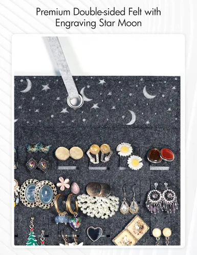 Vista 6 de Oaque Organizador de aretes colgantes soporte de pared para aretes soporte de pared de fieltro para almacenamiento de aretes organizador de joyas