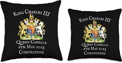 Vista 3 de CHARLES & CAMILLA ROYAL CORONATION 2023 BRITISH COAT OF ARMS Throw Pillow