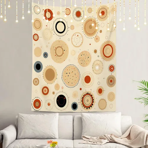 Vista 35 de Shrahala Circles Tapestry, Abstract Art With Various Circles Wall Hanging Hd Print Polyester Backdrop For Dorm Room Bedroom 30 X 40 In