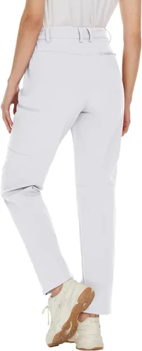 Vista 2 de MAGCOMSEN Pantalones de invierno impermeables con forro polar para mujer, para esquí, senderismo, pantalones de invierno softshell con aislamiento