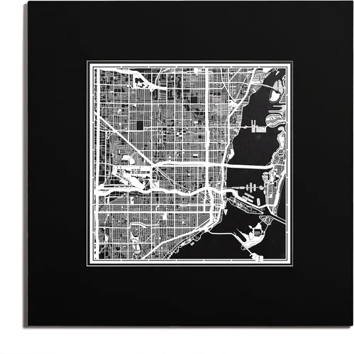 Vista 97 de O3 Design Studio San Diego, CA Paper Cut Map Matted Grey 20x20 in Paper Art
