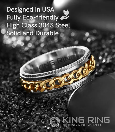 Vista 3 de King Ring Anillos Super Spinner de 0.315 in Segunda edición de anillos de acero inoxidable premium para hombres y mujeres Diseñado en Estados