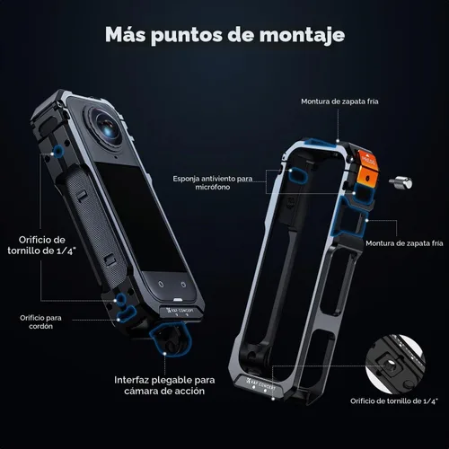 Vista 2 de K&F Concept Standard Camera Cage with Silicone Lens Cover for Insta360 X5