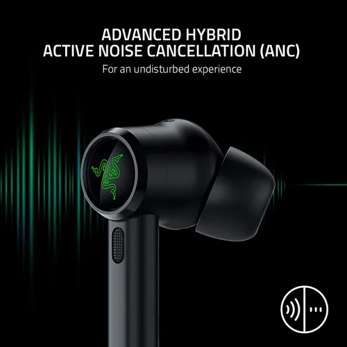 Vista 3 de Razer Hammerhead True Wireless Pro - Auriculares Bluetooth para gaming: certificados THX, cancelación activa de ruido híbrida avanzada, baja