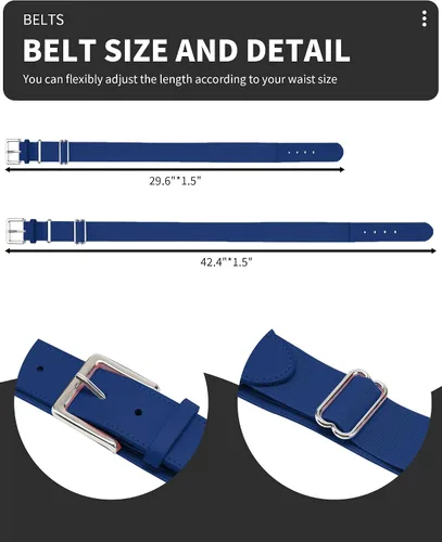 Vista 5 de QBK Conjunto combinado de calcetines y cinturón de béisbol para niños y niñas (2 pares de calcetines y 1 cinturón)