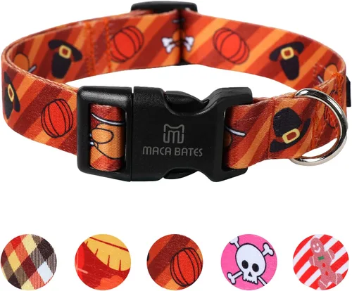 Vista 13 de Maca Bates - Collar de perro ajustable a cuadros para perros pequeños, medianos y grandes, con patrones, collares para perros para niños y niñas