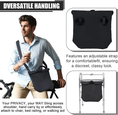 Vista 5 de Fundas para bolsa de catéter de 67.6 fl oz con cubierta de tubo, bolsa de drenaje de privacidad, correa ajustable, suministros de catéter suave