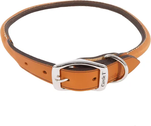Vista 13 de Coastal Pet - Circle T - Collar redondo de cuero curtido de roble para perro, cómodo para perros con pelo largo o piel sensible, collar para Negro