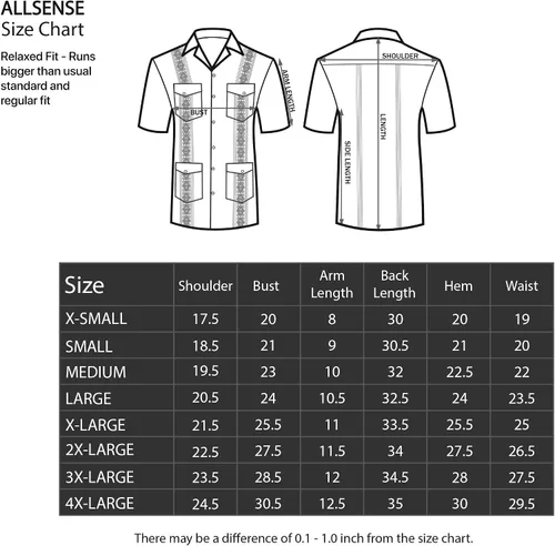 Vista 3 de Allsense Camisas de guayabera cubana de manga corta para hombre