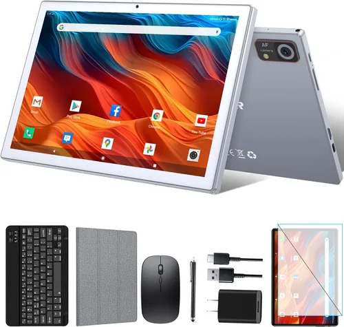Vista 9 de Tablet Android de 10.1 pulgadas, 128 GB de almacenamiento, 8 GB (4+4) RAM, Octa-Core, tableta WiFi 5G, batería de 7000 mAh, BT 5.0, GPS, cámara