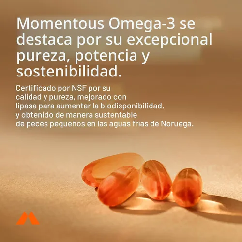 Vista 3 de Momentous Aceite de pescado omega-3 – Suplemento EPA y DHA de alta potencia para hombres y mujeres – Apoya la salud del corazón, las articulaciones