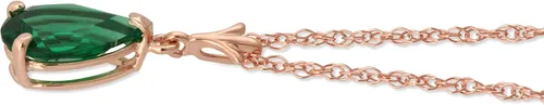 Vista 2 de Galaxy Gold GG Collar de oro rosa macizo de 14 quilates con forma de pera de 1,00 quilates de esmeralda auténtica de alto pulido, grado AAA