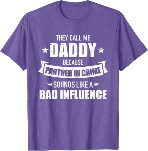 Vista 9 de Call me dad partner in crime bad influence camiseta divertida regalo papá, Negro, S