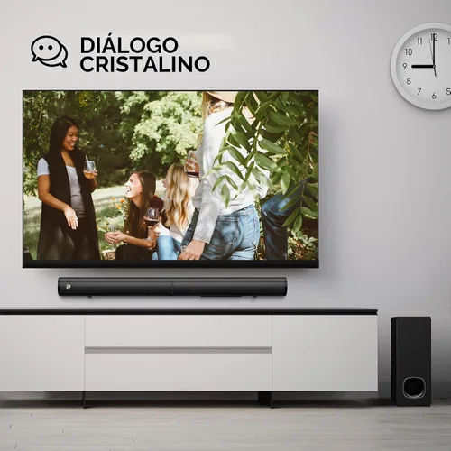 Vista 2 de Barra de sonido para TV, barra de sonido PHEANOO 2.1 CH con subwoofer, HDMI (ARC)/Bluetooth 5.0/óptica/conectividad AUX - D5
