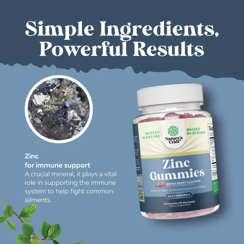 Vista 4 de Gomitas de zinc extra fuertes para adultos, suplementos de zinc masticables para mujeres y hombres para apoyo energético e inmunológico, vitaminas
