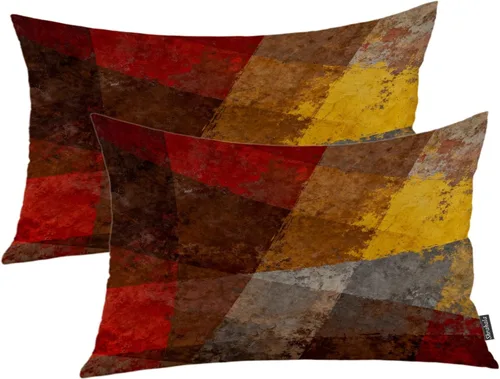 Vista 39 de Shrahala Juego de 2 fundas de almohada de mandala de color beige para exteriores, cuadradas, mandala, para interiores, de lino resistente al agua