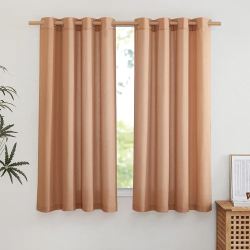 Vista 162 de NICETOWN - Cortinas de lino angora para ventana de cocina sobre el fregadero, con ojales, lino grueso angora, tratamientos cortos para ventanas