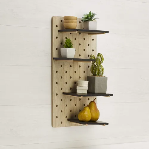 Vista 6 de MELANNCO Tablero de clavijas MDF para estantes, 20x10 pulgadas, negro