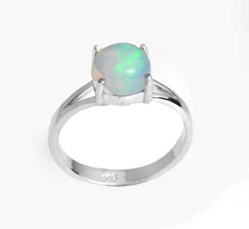 Vista 4 de Anillo de mujer de ópalo etíope de fuego natural de 1.40 quilates en plata de ley 925, Plata de ley Piedra preciosa ópalo etíope Plata de ley, Ópalo