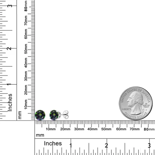 Vista 111 de Gem Stone King Aretes de plata de ley 925 con piedra natal redonda de 0.276 in para mujer