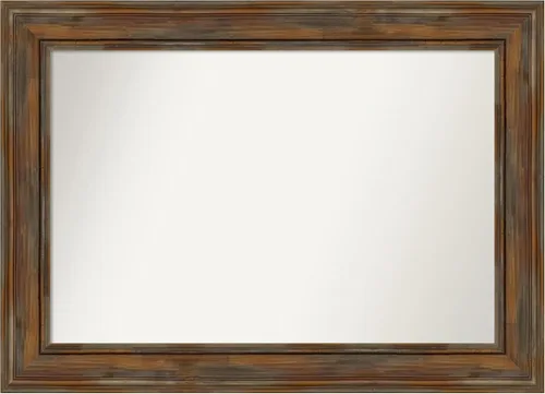 Vista 107 de Amanti Art Espejo de baño marrón para sobre fregadero, 26 x 26 pulgadas, espejo de tocador cuadrado marrón rústico Alexandria, marco de madera