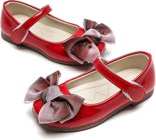 Vista 4 de Komfyea Zapatos de vestir planos de ballet con lazo para niña pequeña