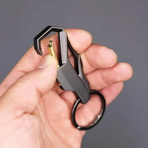 Vista 6 de 2 paquetes de aleación de zinc resistente a los arañazos llavero de coche clip bobina Cool Ring hebilla llavero regalo de negocios para hombre gris