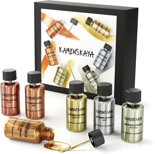 Vista 19 de KAMENSKAYA Pintura de Hoja de Oro Líquida - Pintura de Hoja de Oro Líquida de Secado Rápido de Base Alcohólica, Oro Brillante, 0.68 fl oz (20 ml)