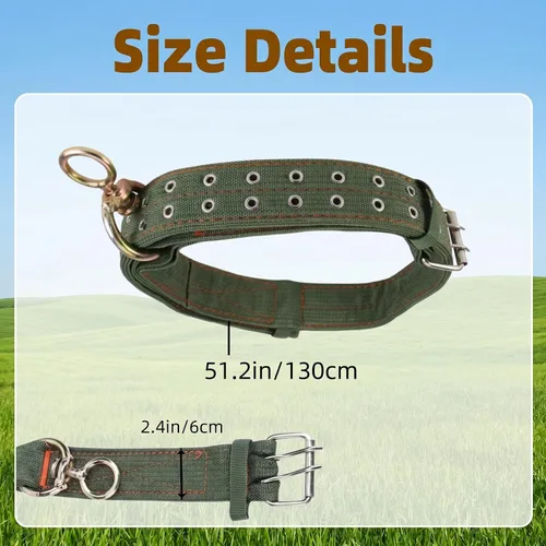 Vista 4 de DOITOOL Collar de lona para cuello de vaca, correa ajustable de nailon grueso de tracción para ganado con 2 filas de hebilla de metal para granja