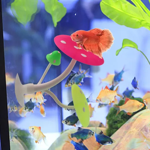 Vista 8 de Betta Fish Rest - Hamaca de hongos de silicona suave, cama de descanso para peces Betta, almohadilla de juego de cría de peces con ventosa