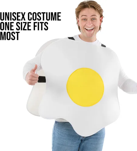 Vista 3 de Fun Shack Disfraz de huevo para adulto, disfraz de huevo frito para adulto, disfraz de huevo de Halloween, disfraz de desayuno para adultos, huevo