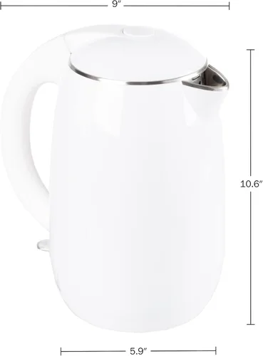 Vista 11 de Hervidor eléctrico – Calentador de agua de ebullición rápida con apagado automático con interior de acero inoxidable y construcción de doble pared