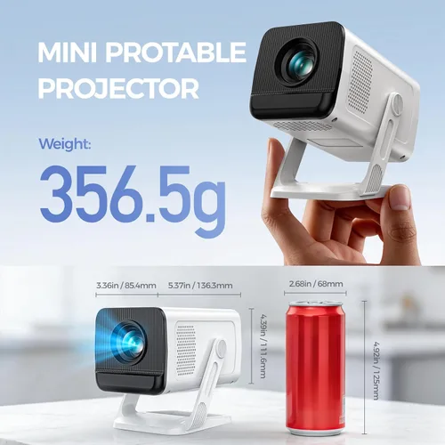 Vista 7 de Mini proyector con WiFi y Bluetooth, proyector inteligente nativo 1080P
