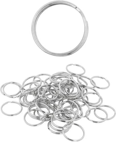 Vista 13 de Mandala Crafts 50 llaveros planos de latón antiguo de 1 pulgada de metal Resistente a la corrosión, resistente, fácil de abrir, para múltiples Latón