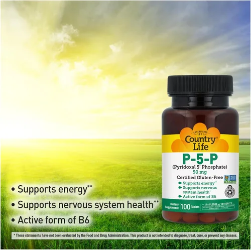 Vista 4 de Country Life P-5-P Vitamina B6 – Suplemento biodisponible de piridoxal-5-fosfato para energía, apoyo del sistema nervioso y crecimiento de glóbulos