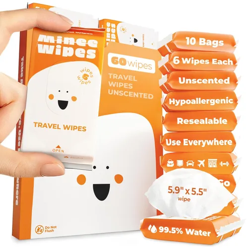 Vista 12 de Toallitas de viaje Impossibly Compact - 99.5% de agua - Seguras para pieles sensibles, resellables, gruesas y duraderas - para adultos y niños