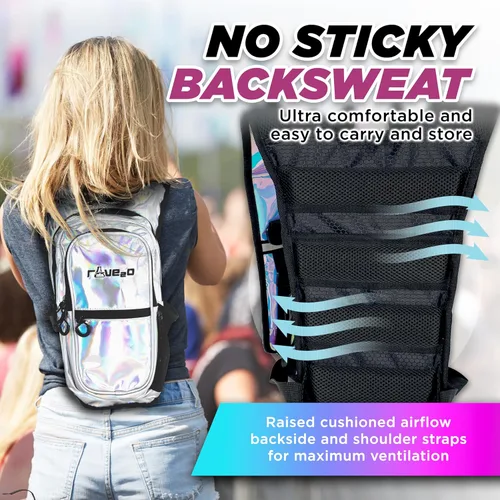 Vista 5 de Mochila de Hidratación Rave – Paquete de Hidratación Antirrobo para Festivales con Bolsa de 1.5L de TPU a Prueba de Fugas – Paquete de Agua Delgado