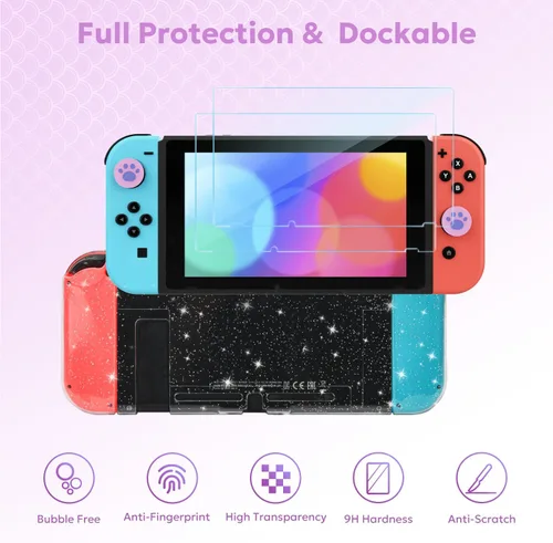 Vista 7 de innoAura - Funda para interruptor NS, juego de accesorios de interruptor 16 en 1 con funda de transporte para interruptor de sirena, funda