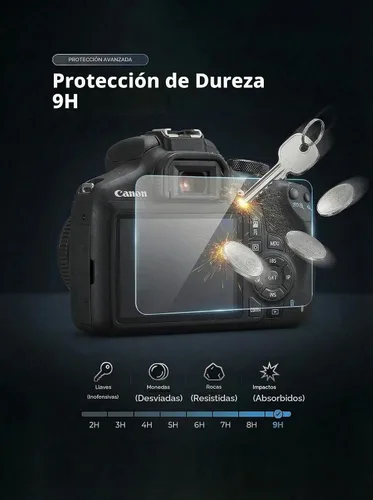 Vista 2 de iDaPro Protector de pantalla para Canon EOS Rebel T7 T6 T5 2000D 1300D 1200D [3 piezas] + cordón de mano [1 unidad], vidrio templado, arañazos